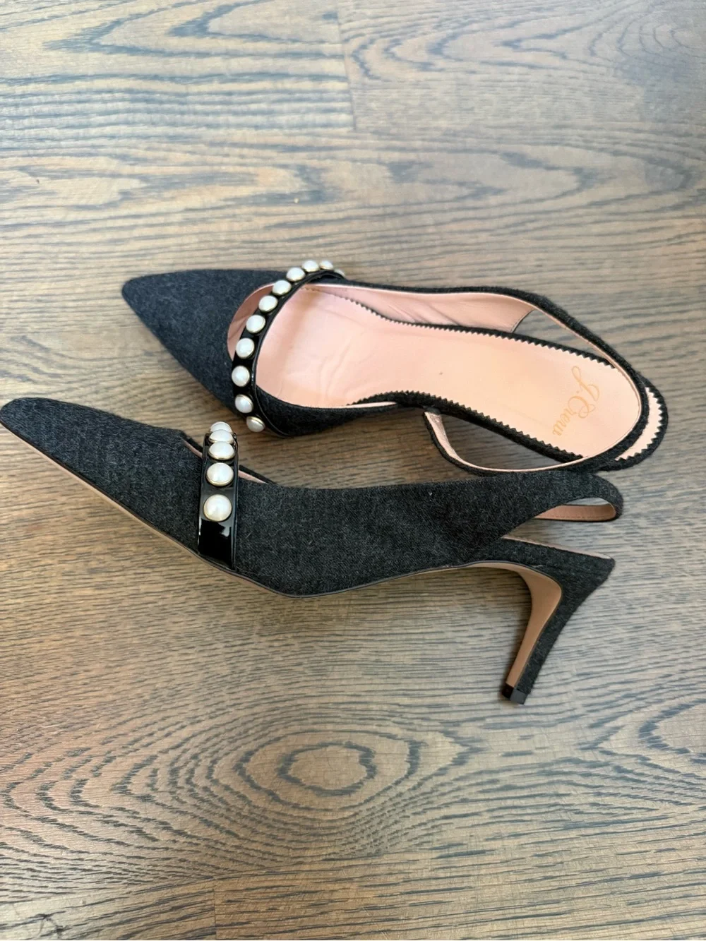 J.Crew Colette slingback d'Orsay pumps in wool fabric and pearl accents. 7.5 - Picture 4 of 5